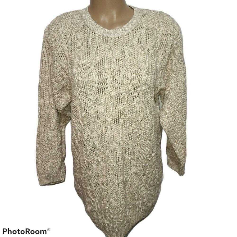 Talbots USA Oversized Sweater Linen Blend Beige